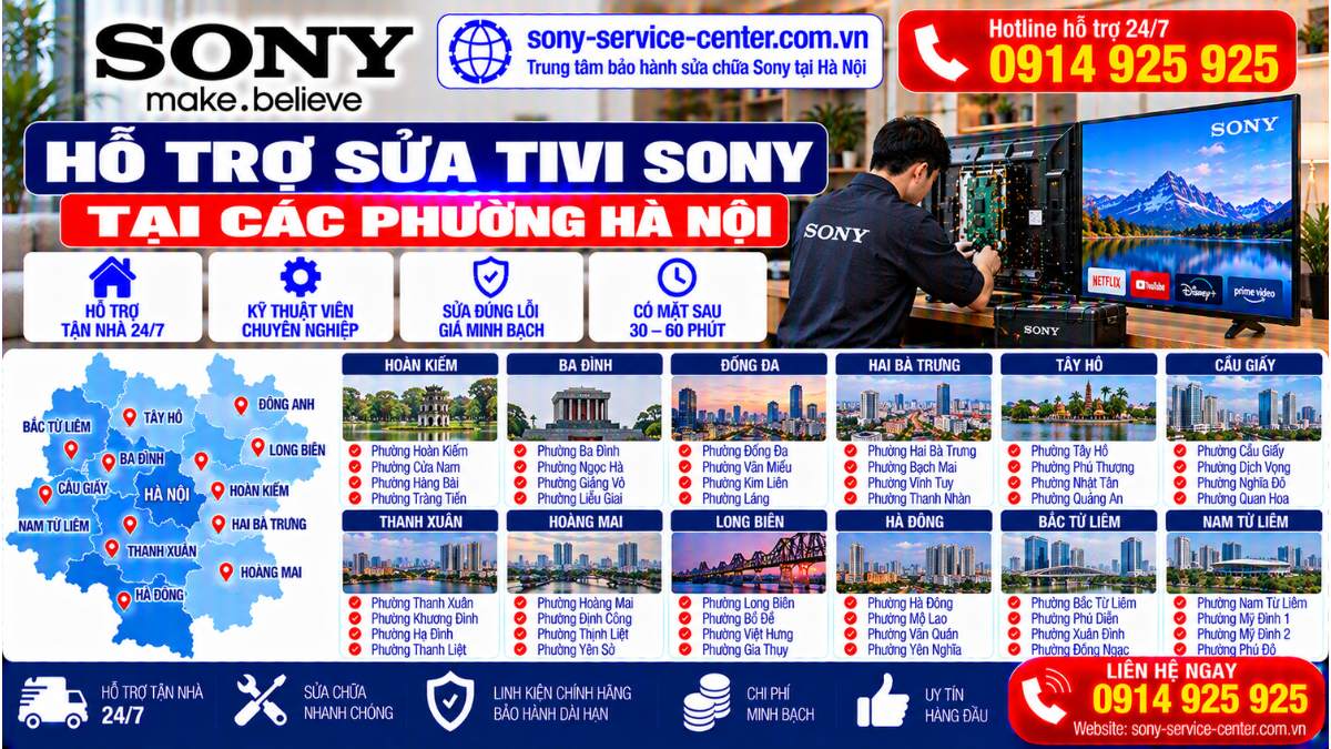 Hỗ Trợ Sửa Tivi Sony Tại Các Phường Hà Nội sony-service-center.com.vn 0914 925 925