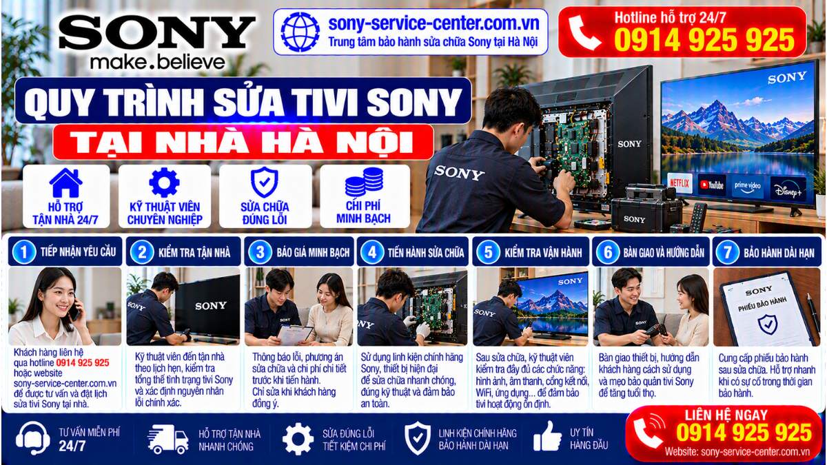 Quy Trình Sửa Tivi Sony Tại Nhà Hà Nội sony-service-center.com.vn 0914 925 925