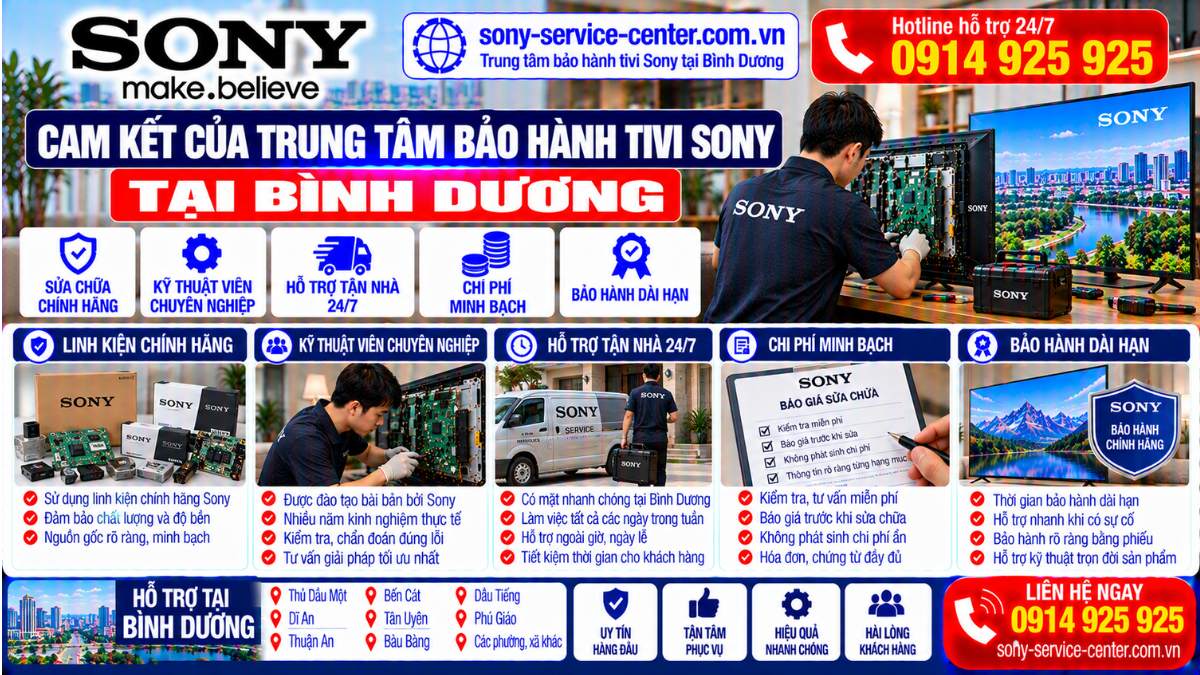 Cam kết của trung tâm bảo hành tivi Sony tại Bình Dương sony-service-center.com.vn 0914 925 925