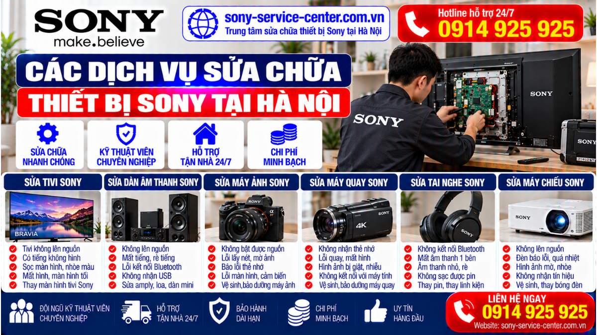 Các dịch vụ sửa chữa thiết bị Sony tại Hà Nội sony-service-center.com.vn 0914 925 925