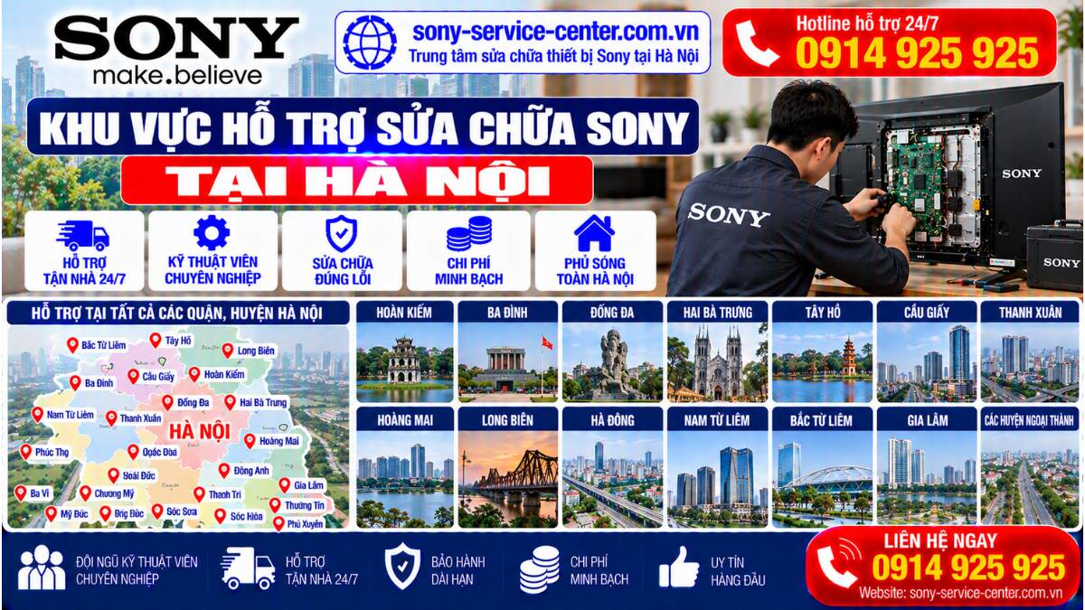 Khu vực hỗ trợ sửa chữa Sony tại Hà Nội sony-service-center.com.vn 0914 925 925