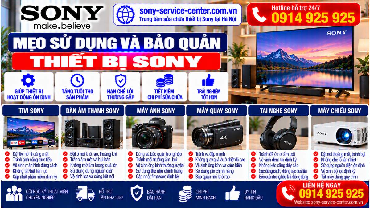 Mẹo sử dụng và bảo quản thiết bị Sony sony-service-center.com.vn 0914 925 925