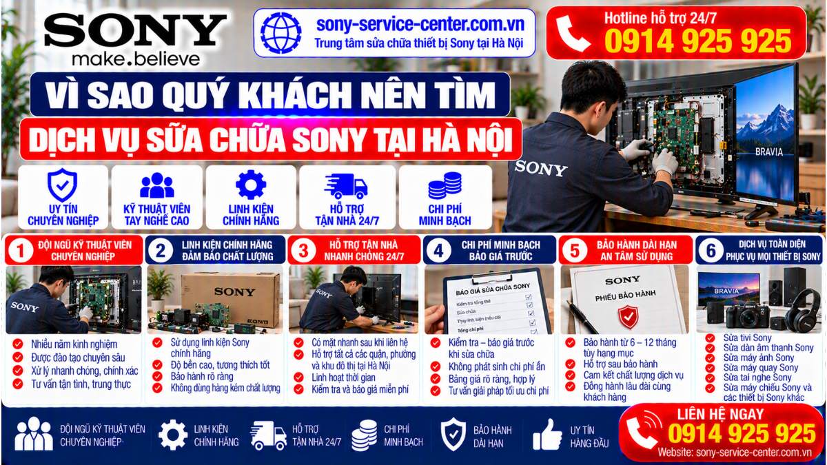 Vì sao quý khách nên tìm dịch vụ sửa chữa Sony tại Hà Nội sony-service-center.com.vn 0914 925 925